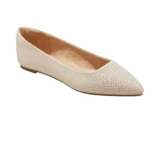 OFF WHITE WITH RHINESTONE BALLET FLAT  SZ 11 NWT